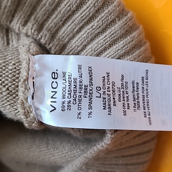 Nwt! Vince wide sleeve crew neck wool and cashmere blend sweater in oak buff - Picture 8 of 10